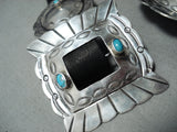 Very Old Vintage Native American Navajo Hand Tooled Sterling Silver Turquoise Concho Belt-Nativo Arts