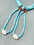 Fabulous Vintage Santo Domingo Turquoise Coral Shell Sterling Silver Necklace-Nativo Arts