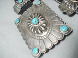 Amazing Vintage Native American Navajo Old Kingman Turquoise Sterling Silver Concho Belt Old-Nativo Arts