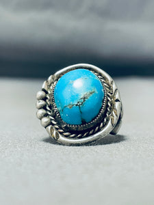 Impressive Vintage Native American Navajo Turquoise Dome Sterling Silver Ring-Nativo Arts