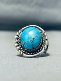 Impressive Vintage Native American Navajo Turquoise Dome Sterling Silver Ring-Nativo Arts