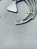Square & Triangle Vintage Native American Navajo Sterling Silver Squash Blossom Necklace-Nativo Arts
