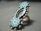 Fabulous Vintage Zuni Native American Turquoise Inlay Sterling Silver Ring-Nativo Arts