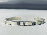 Heavy Thicker Vintage Native American Navajo Hand Etched Sterling Silver Bracelet Cuff-Nativo Arts
