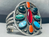Ruby Red Vintage Native American Navajo Turquoise Sterling Silver Bracelet Cuff Old-Nativo Arts