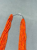 Native American One Of The Finest Santo Domingo Coral Tubule Sterling Silver Necklace-Nativo Arts