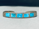 Native American Smaller Wrist Vintage Navajo Spiderweb Turquoise Sterling Silver Bracelet-Nativo Arts