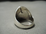 Important Native American Zuni Harlan Coonsis Sterling Silver Coral Sterling Silver Ring-Nativo Arts