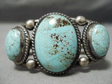 One Of The Best Vintage Native American Navajo Domed #8 Turquoise Sterling Silver Bracelet Old-Nativo Arts
