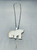 Native American Polar Bear!! Very Unique Vintage Zuni Pearl Turquoise Sterling Silver Necklace-Nativo Arts