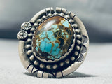 Amazing Vintage Native American Navajo #8 Turquoise Mine Sterling Silver Ring-Nativo Arts