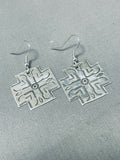 Wonderful Native American Navajo Sterling Silver Cross Earrings-Nativo Arts