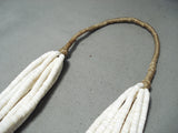 Native American Breathtaking Santo Domingo 10 Strand White Shell Cord Necklace-Nativo Arts
