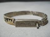 Detailed Vintage Native American Navajo 14k Gold Sterling Silver Detailed Link Bracelet Old-Nativo Arts