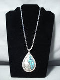 Exquisite Vintage Native American Navajo Morenci Turquoise Sterling Silver Necklace-Nativo Arts
