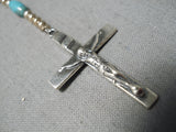Stunning Navajo Tubule Turquoise Sterling Silver Native American Rosary-Nativo Arts