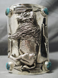 Crazy Intricate Native American Navajo Turquoise Sterling Silver Buffalo Ketoh Bracelet-Nativo Arts