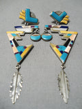 Fabulous Vintage Native American Navajo Turquoise Sterling Silver Earrings-Nativo Arts