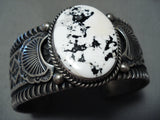 Native American Important Vintage Albert Jake White Buffalo Turquoise Sterling Silver Bracelet-Nativo Arts