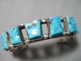 Important Vintage Native American Navajo Jerr Roan Turquoise Sterling Silver Bracelet Old-Nativo Arts