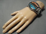 Tremendous Vintage Native American Navajo Blue Diamond Turquoise Sterling Silver Bracelet Old-Nativo Arts