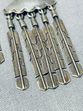 Fabulous Vintage Native American Navajo Sterling Silver Feather Pendant Earrings-Nativo Arts