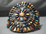 Best Vintage Native American Navajo Multi Stone Turquoise Sterling Silver Circular Bracelet-Nativo Arts