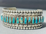 Tommy Lowe Amazing Vintage Native American Navajo Kingman Turquoise Sterling Silver Bracelet-Nativo Arts