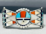 One Of The Best Ever Vintage Native American Zuni Sterling Silver Inlay Bracelet Old-Nativo Arts
