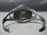 Wow Vintage Native American Navajo Domed #8 Turquoise Sterling Silver Swirl Bracelet-Nativo Arts