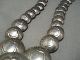 Native American Hand Tooled Graduating Sterling Silver Flat Bead Necklace Old-Nativo Arts