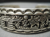 Detailed!! Vintage Native American Navajo Sterling Silver Intricate Bracelet Cuff-Nativo Arts