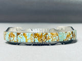 Native American Thick Very Rare #8 Turquoise Inlay Form Sterling Silver Bracelet-Nativo Arts