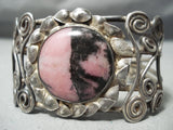 Early 1900's Vintage Native American Navajo Swirl Pink Stone Bracelet Old-Nativo Arts