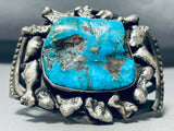 Important Museum Vintage Native American Navajo Turquoise Slag Sterling Silver Bracelet-Nativo Arts