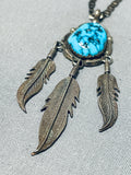 Incredible Vintage Native American Navajo Sleeping Beauty Turquoise Sterling Silver Necklace-Nativo Arts