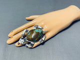 The Most Spectacular Native American Navajo Turquoise Sterling Silver Toad Ring-Nativo Arts