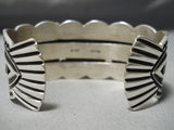 One Of Best Native American Navajo Royston Turquoise Heart Sterling Silver Bracelet-Nativo Arts