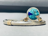 Important Vernon Begay Vintage Native American Navajo 14k Sterling Silver Turquoise Bracelet-Nativo Arts