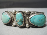 Thick And Old Vintage Native American Navajo Turquoise Sterling Silver Bracelet Old-Nativo Arts