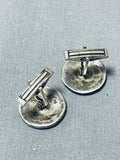 One Of The Best Vintage Native American Zuni Turquoise Inlay Sterling Silver Cufflinks-Nativo Arts