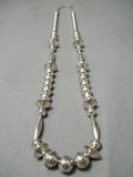 Superior Vintage Native American Navajo Hand Tooled Sterling Silver Necklace-Nativo Arts
