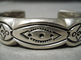 Best Hand Tooled Vintage Native American Navajo Oscar Alexius Sterling Silver Heavy Bracelet-Nativo Arts