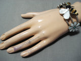 Native American One Of The Most Detailed Vintage Zuni Bee Sterling Silver Turquoise Bracelet-Nativo Arts