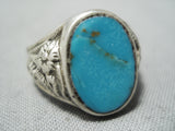 Stunning Vintage Native American Navajo Turquoise Sterlig Silver Ring-Nativo Arts