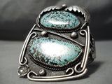 One Of Biggest Best Vintage Native American Navajo #8 Turquoise Sterling Silver Leaf Bracelet-Nativo Arts