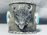 Native American 180 Gram Monster Bison Turquoise Sterling Silver Bracelet Cuff-Nativo Arts
