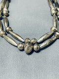 One Of The Most Unique Vintage Native American Navajo Handmade Torpedo Sterling Silver Necklace-Nativo Arts