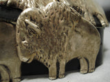 Heavy Unique Vintage Native American Navajo Hand Tooled Sterling Silver Buffalo Concho Belt Old-Nativo Arts