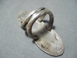 Impressive Vintage Zuni Lapis Sterling Silver Ring Native American Old-Nativo Arts